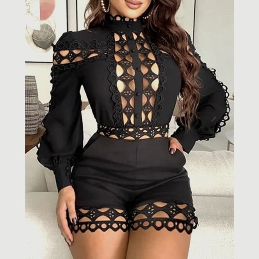 Sexy Women Playsuit Hollow Out Jumpsuit